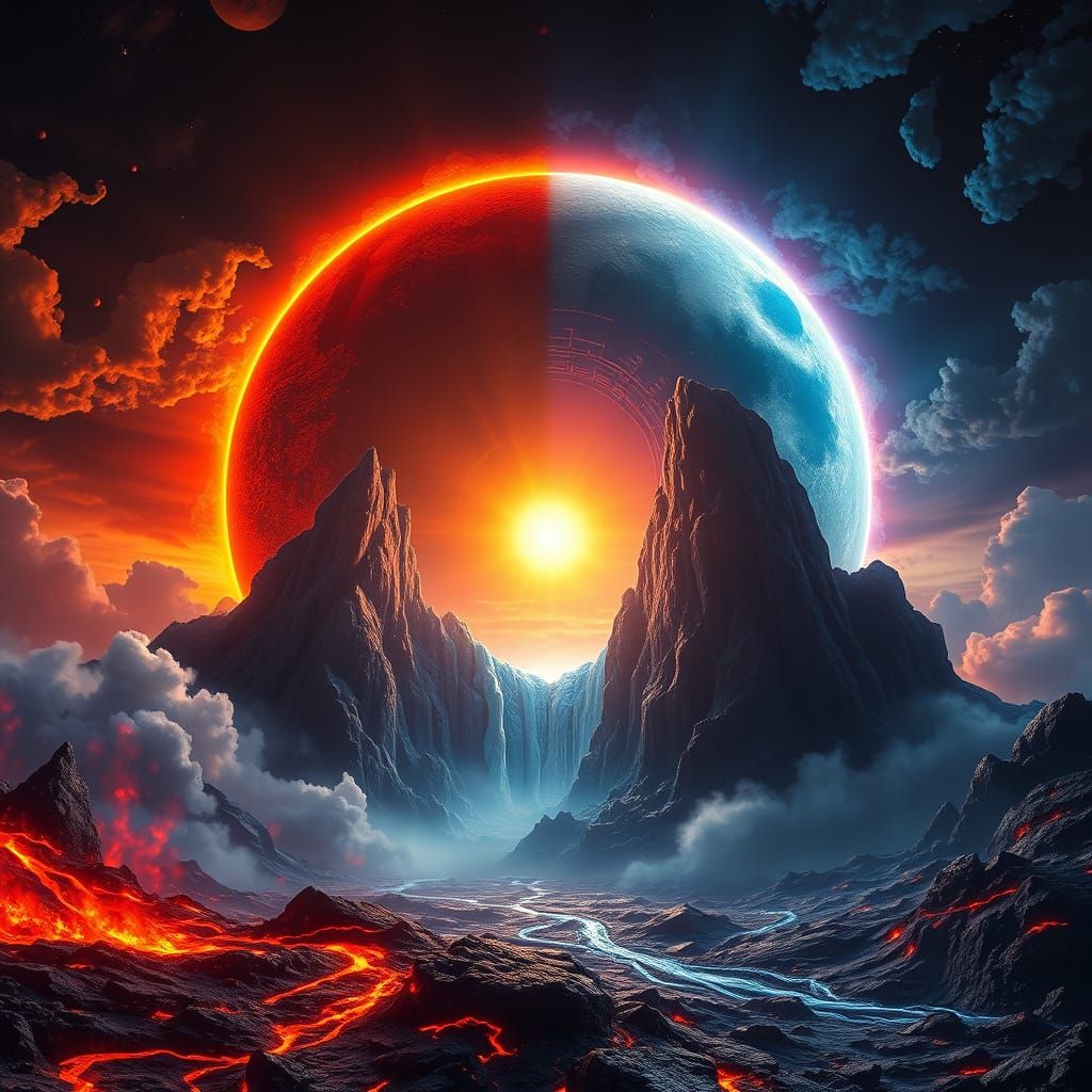 Mystical Sun and Moon Eclipse Portal to New World