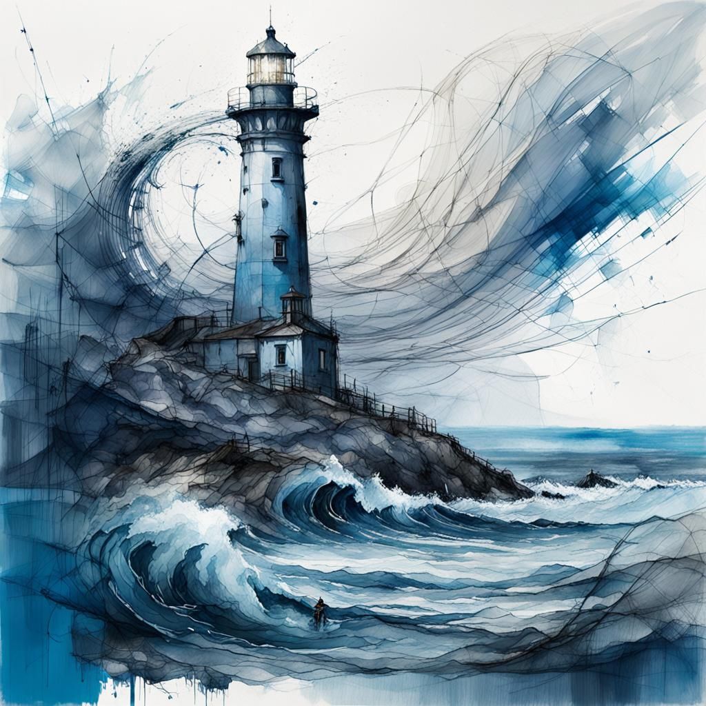 Old lighthouse monochromatic