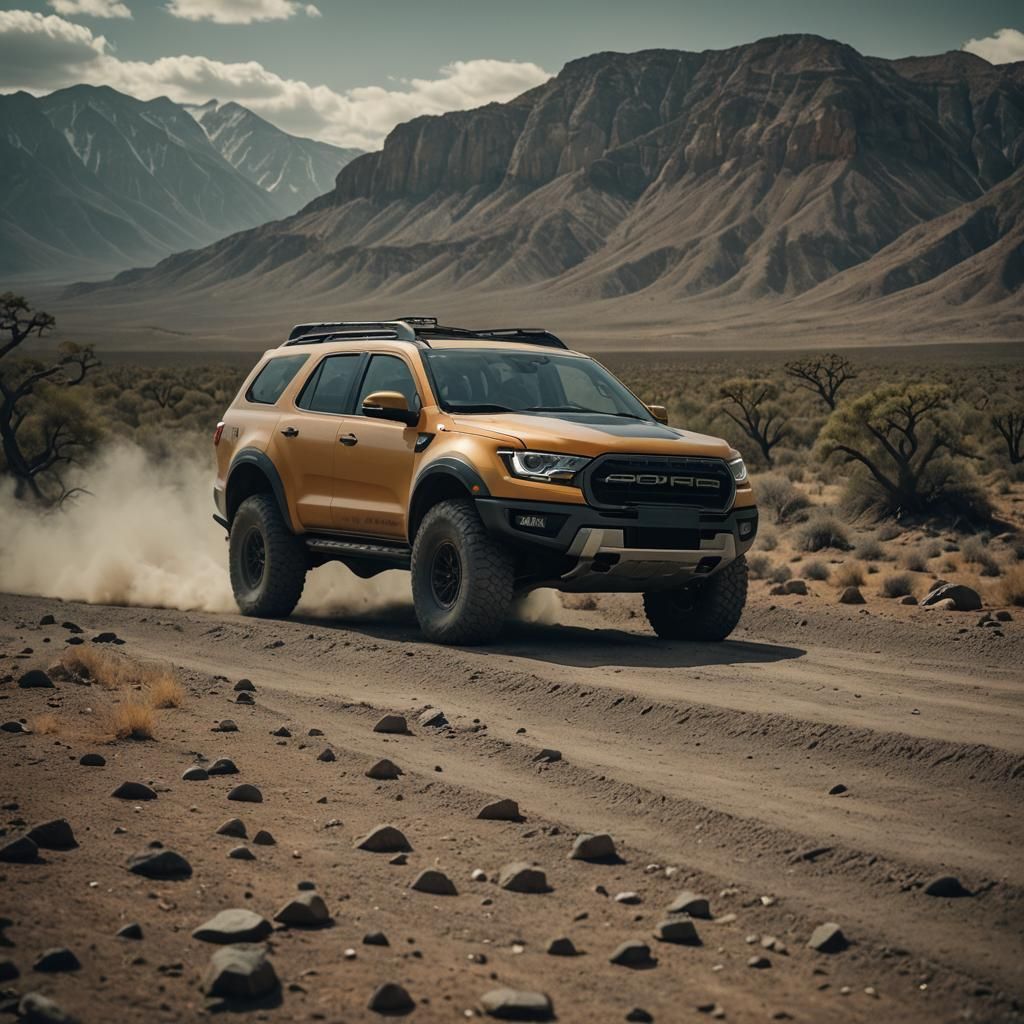 Cinematic SUV Film Still with Dramatic Lighting