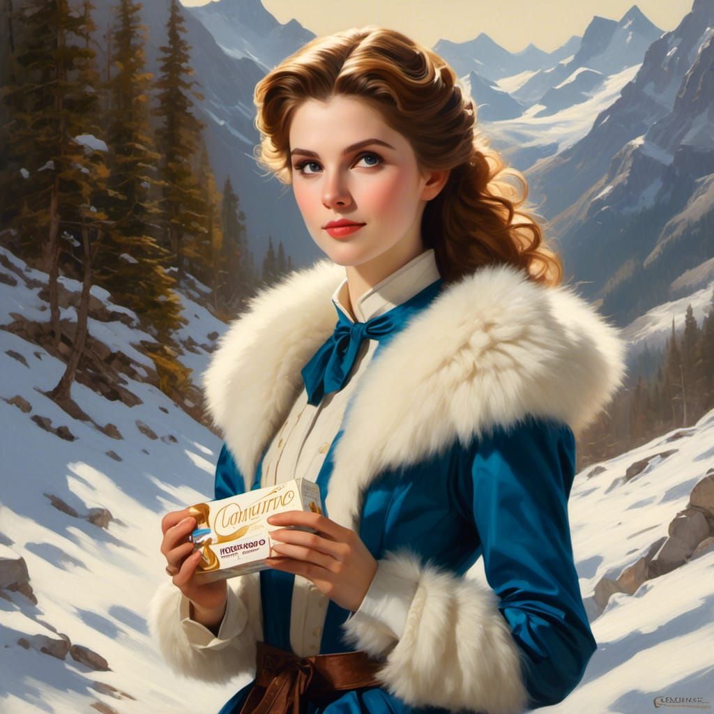 Anna Kendrick in Winter Landscape, Parrish Style