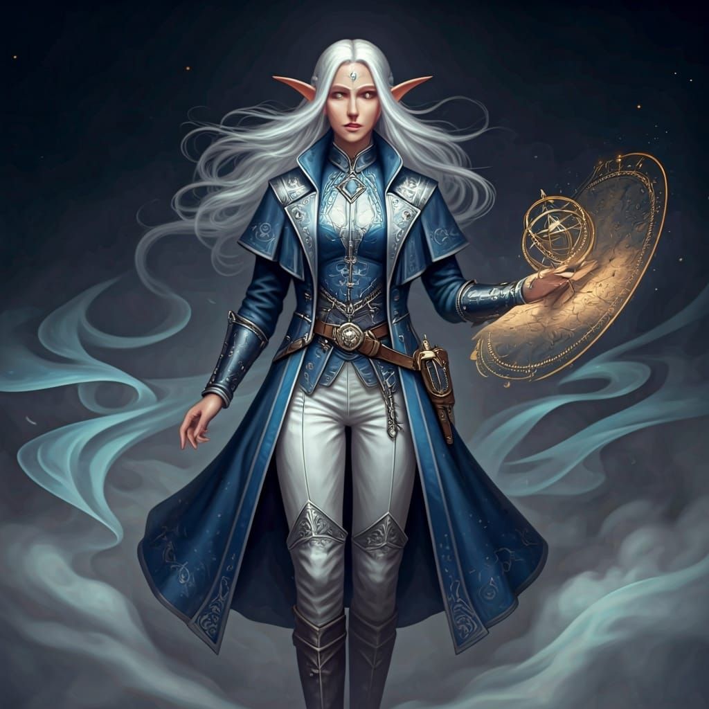 Ethereal Elf Cartographer in Arcane Setting