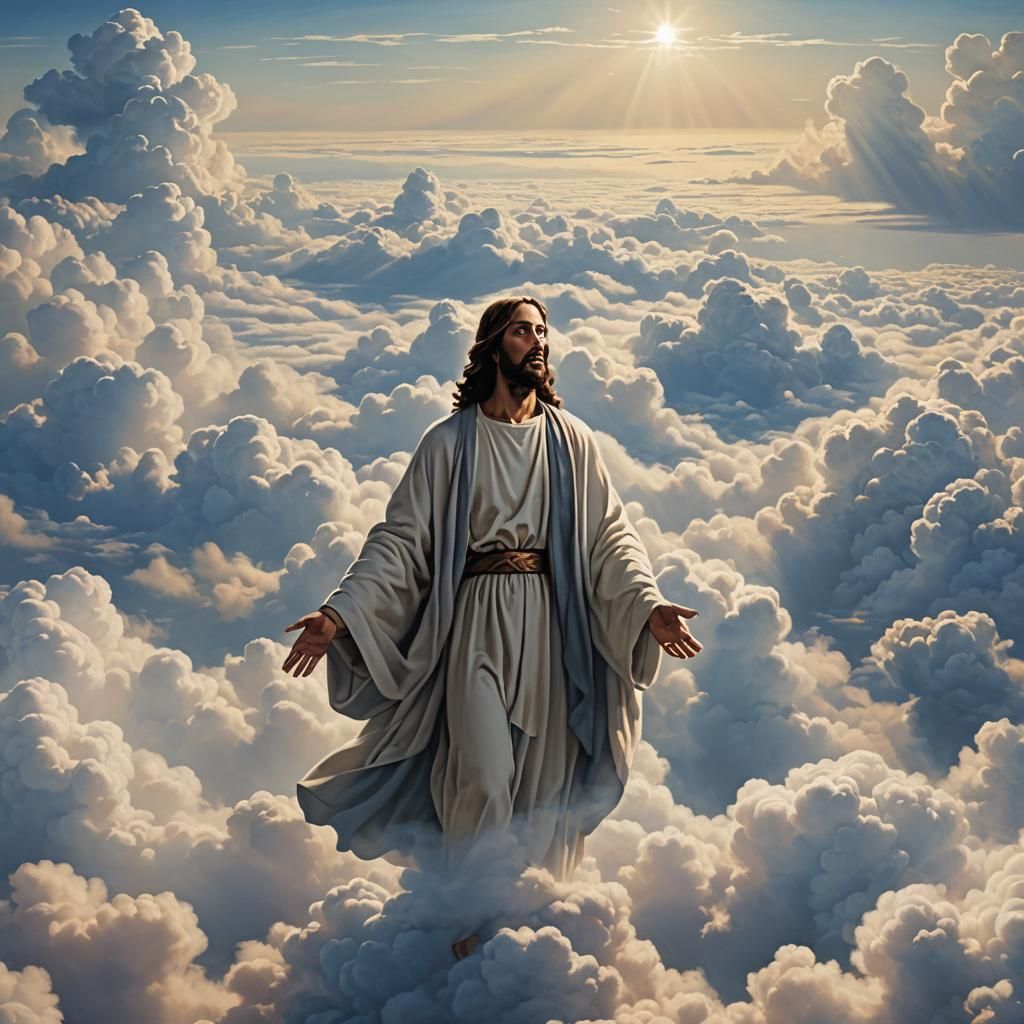 Jesus Ascending Above the Clouds: A Divine Vision