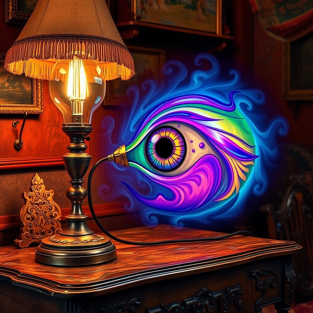 Psychedelic Lightbulb Eye in Surrealist Style