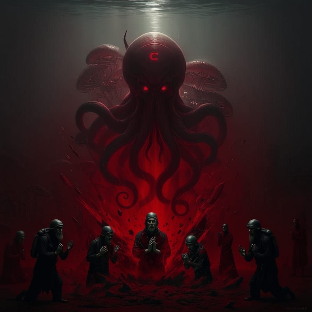 Underwater Eldritch City and Glass Whale in 1900s Photo Styl...