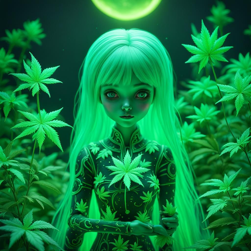 Bioluminescent Porcelain Doll: Fantasy Concept Art