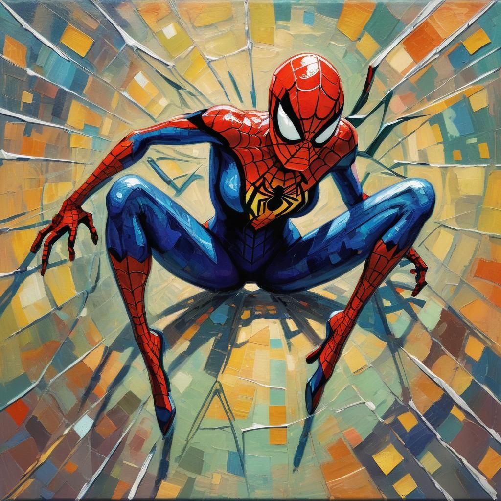 Spider-Girl Painting in Expressionist Style