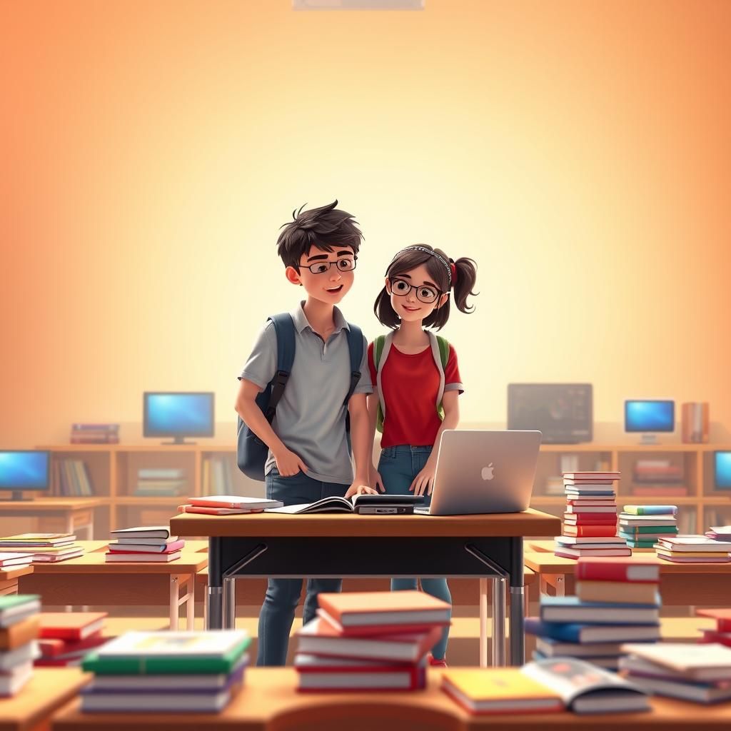 Students Collaborate on Project in Vibrant Classroom