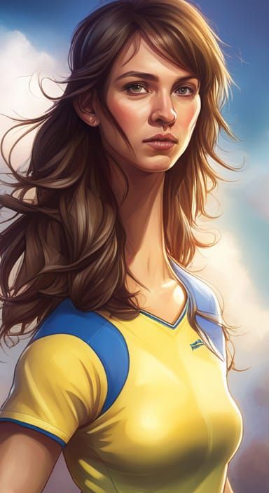 Soccer Girl Portrait in Detailed Digital Art Style
