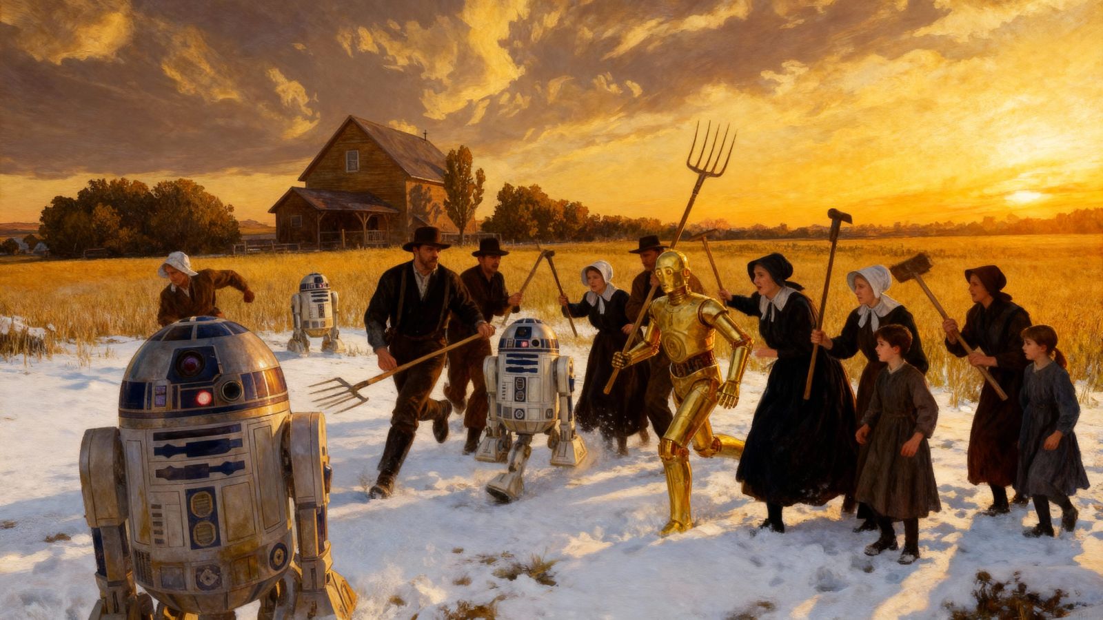 Amish Family Chases Star Wars Droids Off Farm