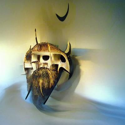 Intricate Viking Skull Mask Illustration