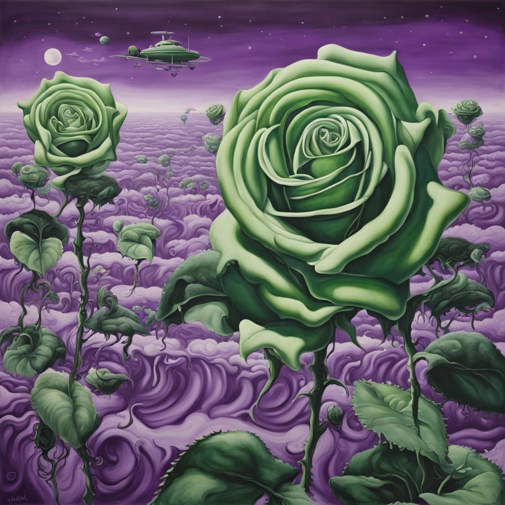 Surrealistic Visions of Space Ships in a Dreamlike Landscape