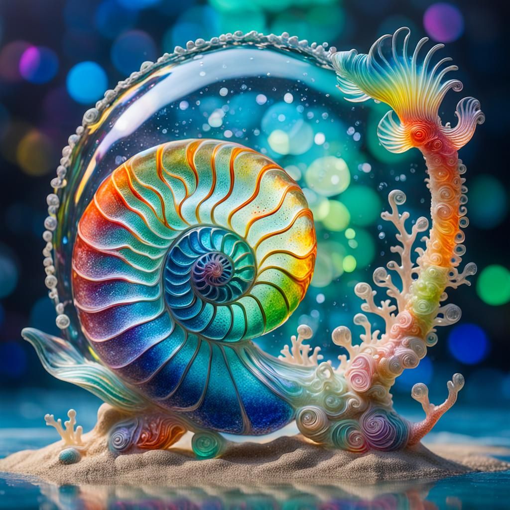Rainbow Glass Sculpture of Underwater Scene