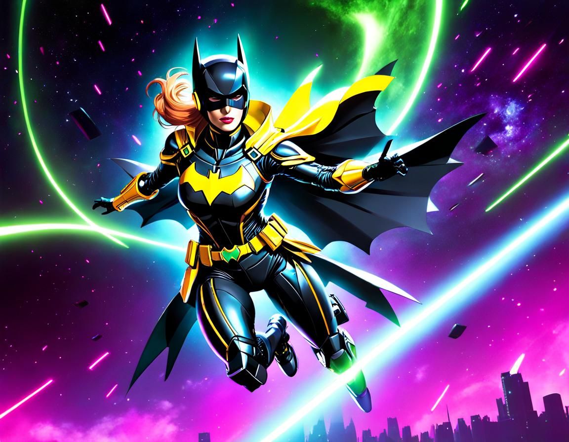 Batgirl in Cyberpunk Futuristic Spacesuit
