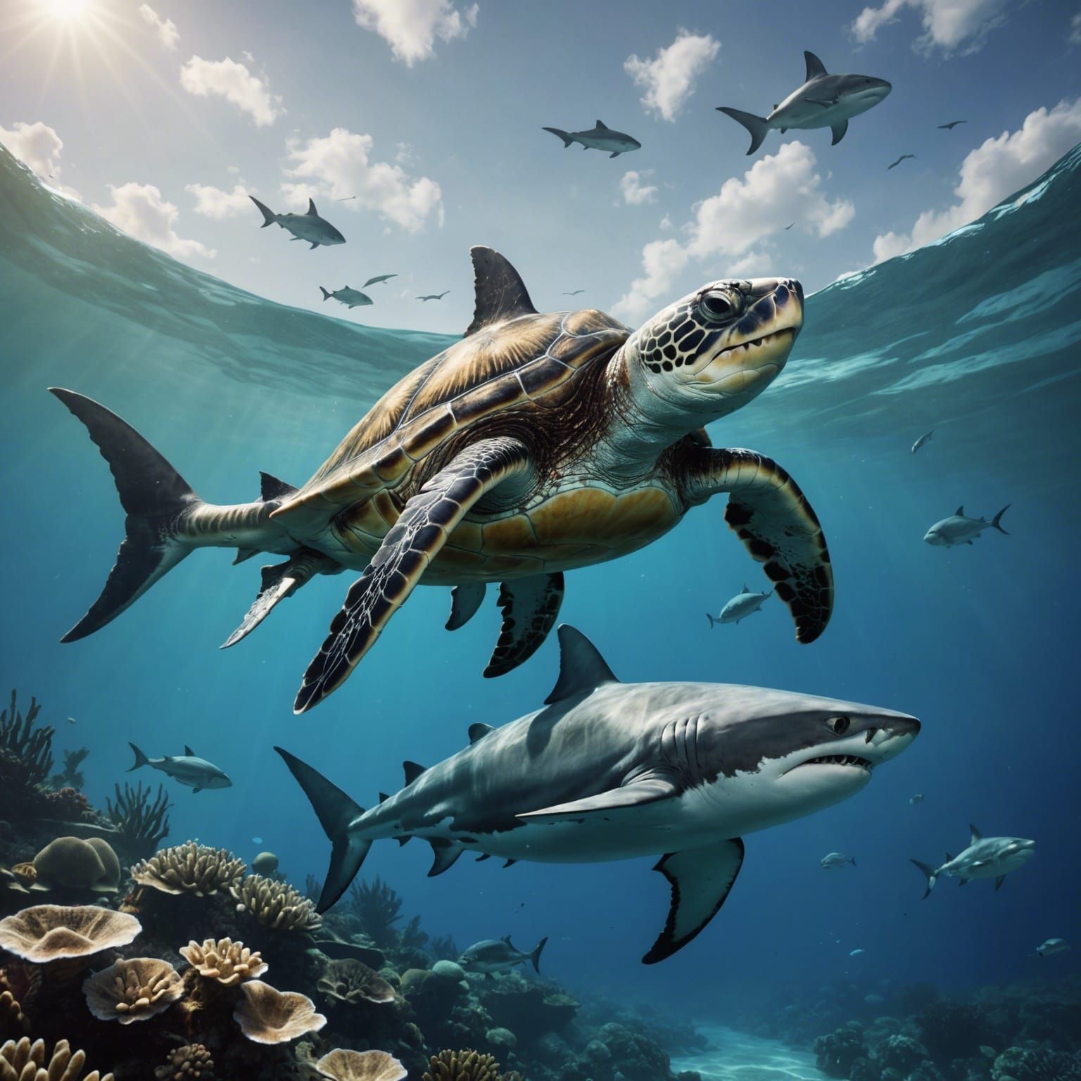 Hybrid Turtle Shark Detailed Matte Painting