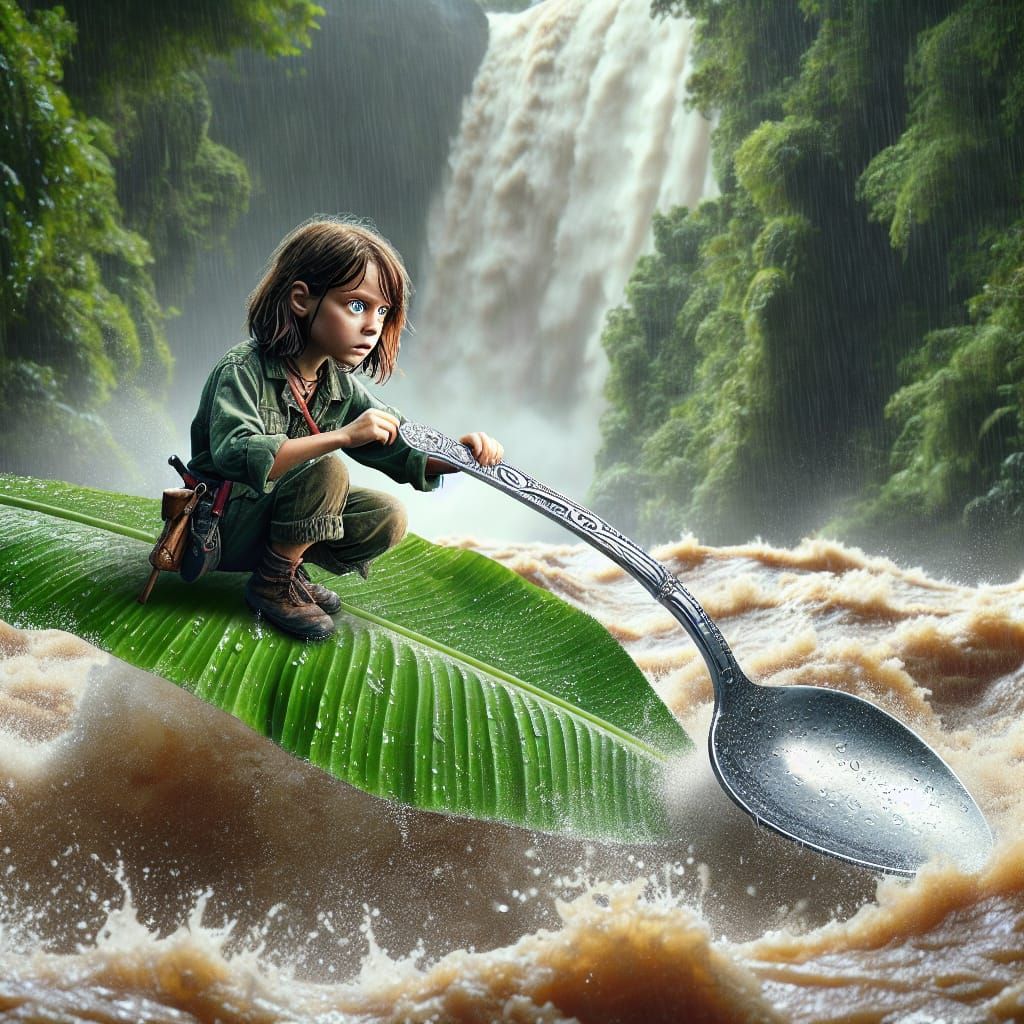 Leave the leaf and jump on the spoon?