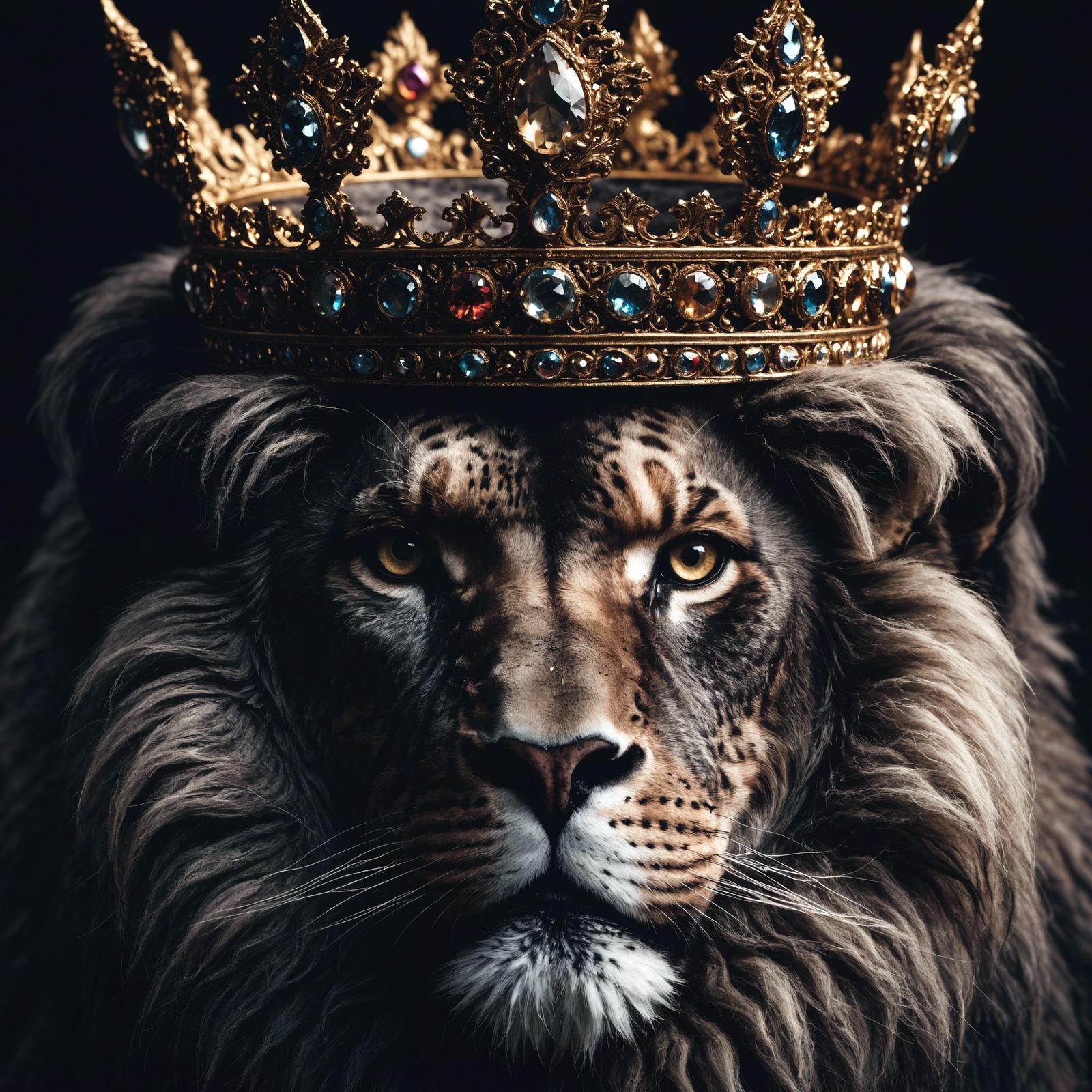 Majestic Close-up: Crown or Lion Embodiment