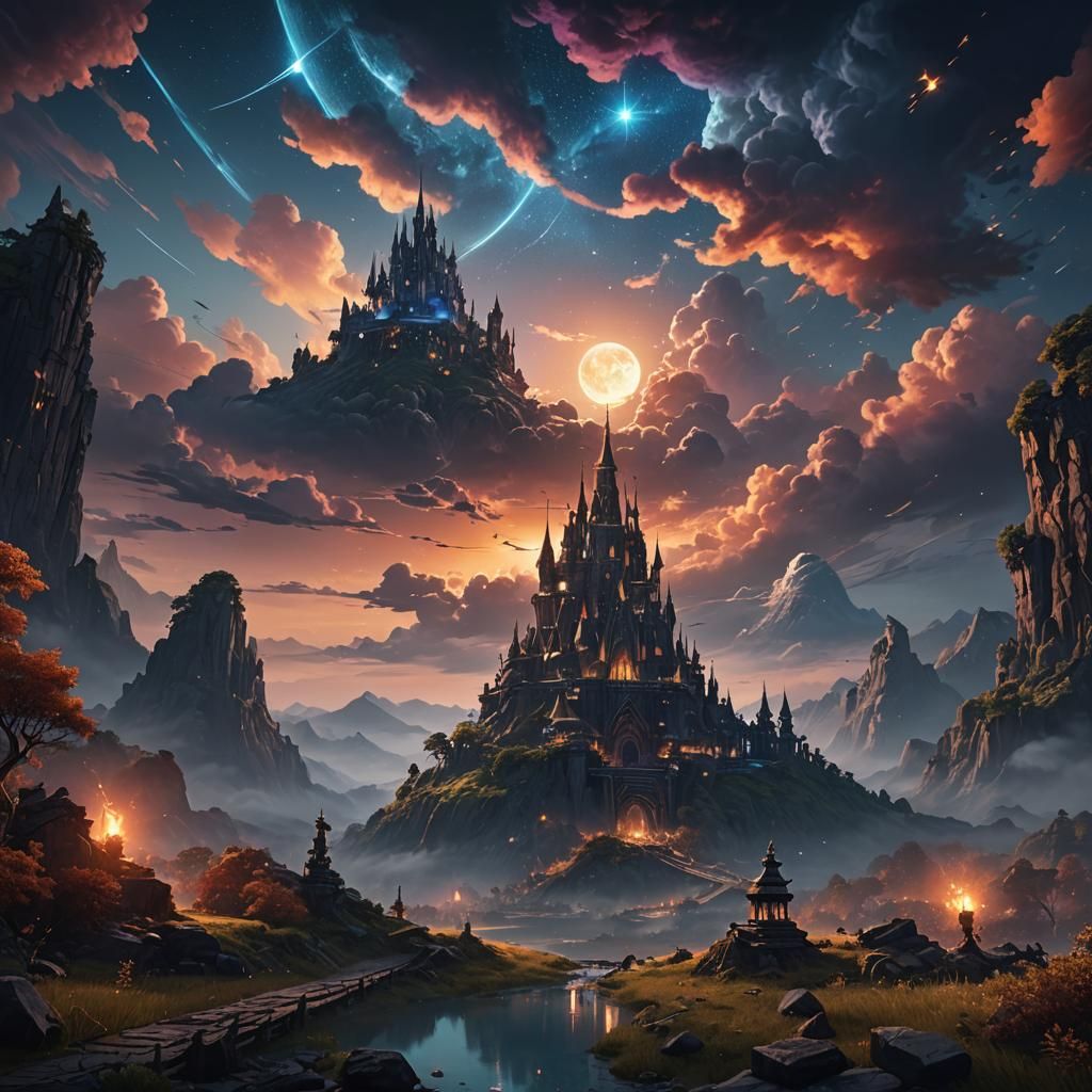 Painting the Night Sky: Detailed Fantasy Concept Art