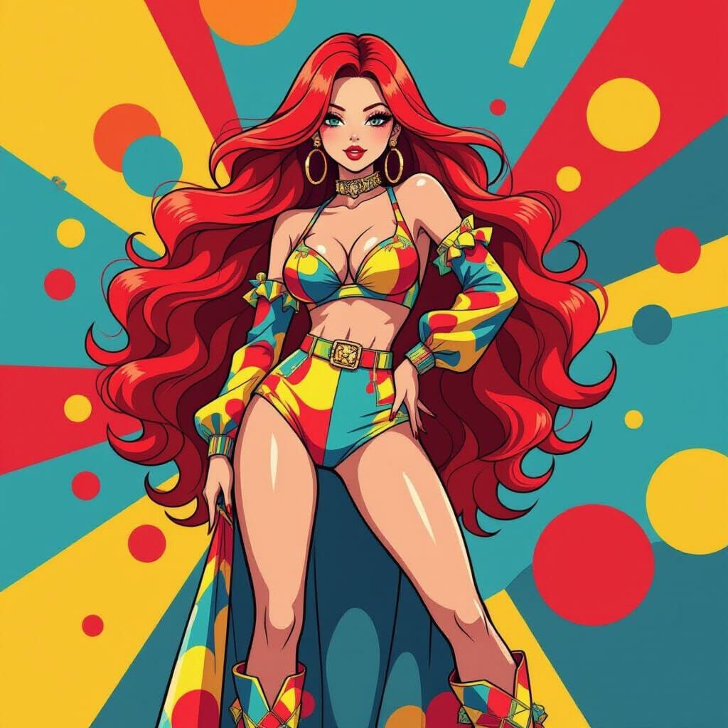 Cartoon Pin-Up in Pop Art Style