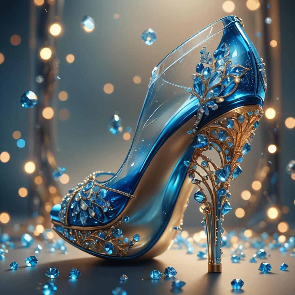 Blue Glass Diamond High-Heel: Fantasy Concept Art