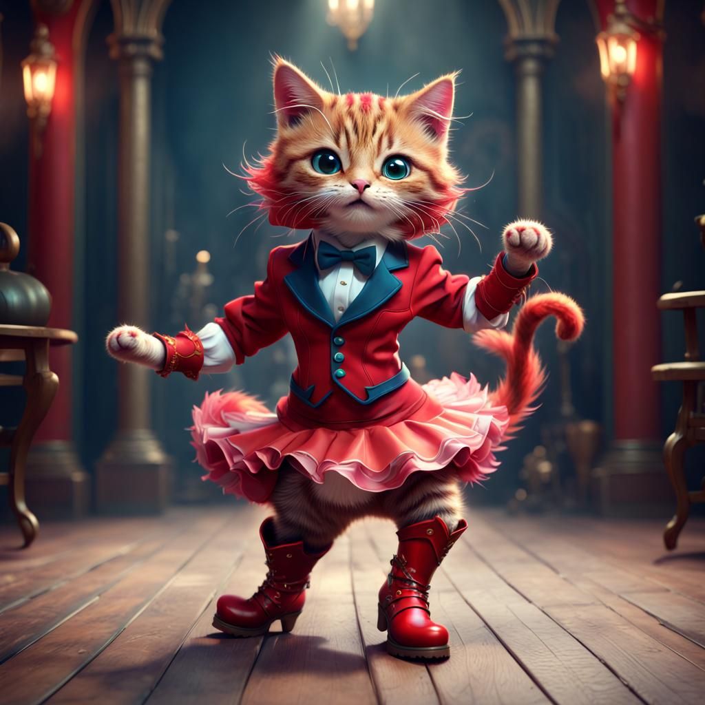 Cat Tango Dancer in Detailed Digital Painting
