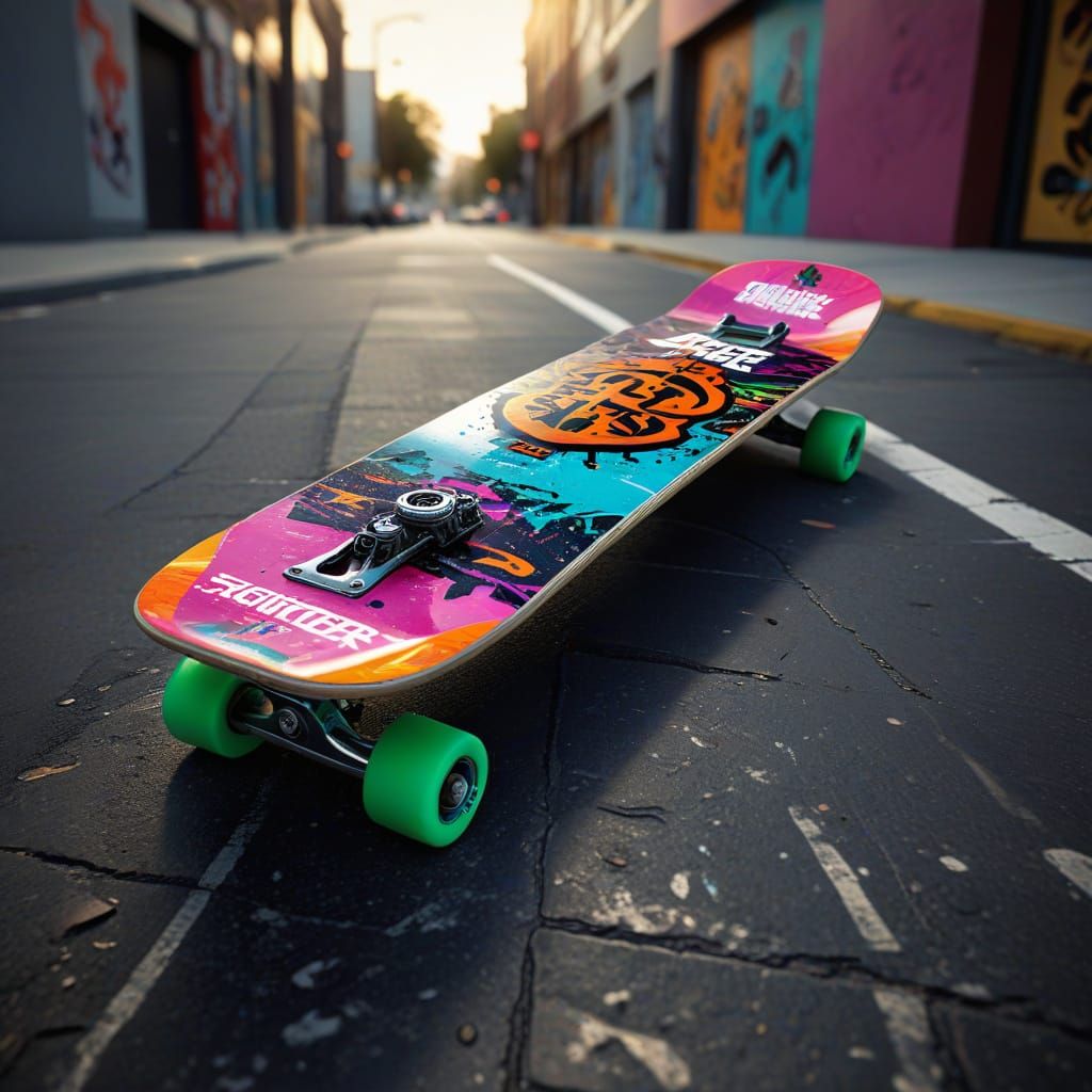 Splitfire Skateboard with Sponsor Logos Digital Art