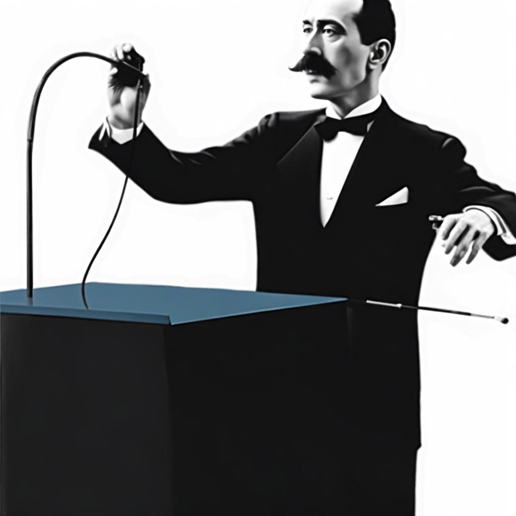 Theremin Player in Cubist Minimalist Style