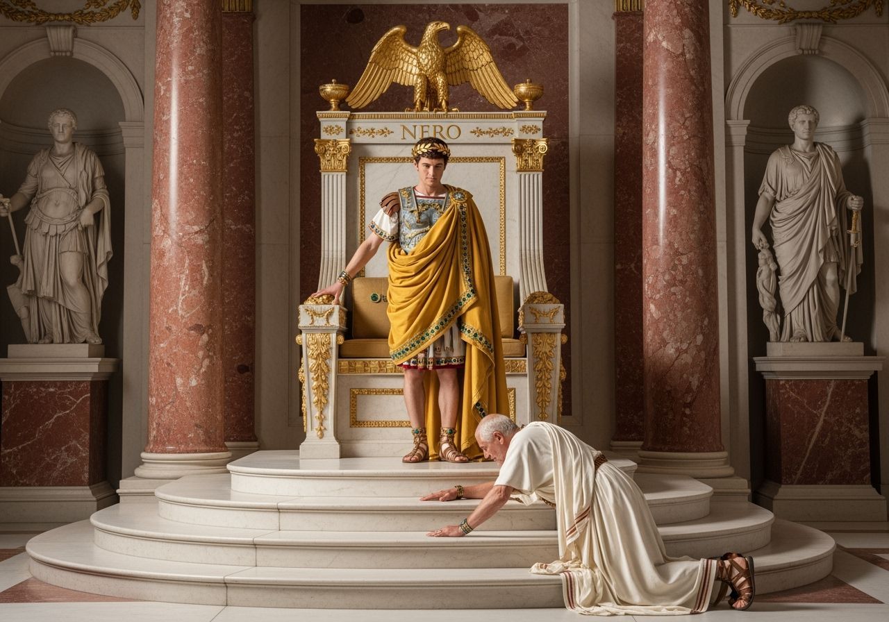 Emperor Nero in Lavish Throne Room, Neoclassical Style