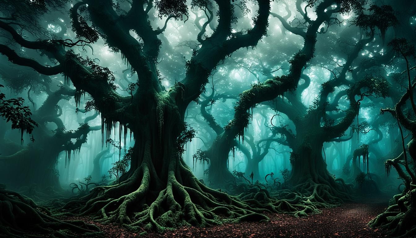 Ethereal Jungle Spirits in Fog-Drenched Canopy