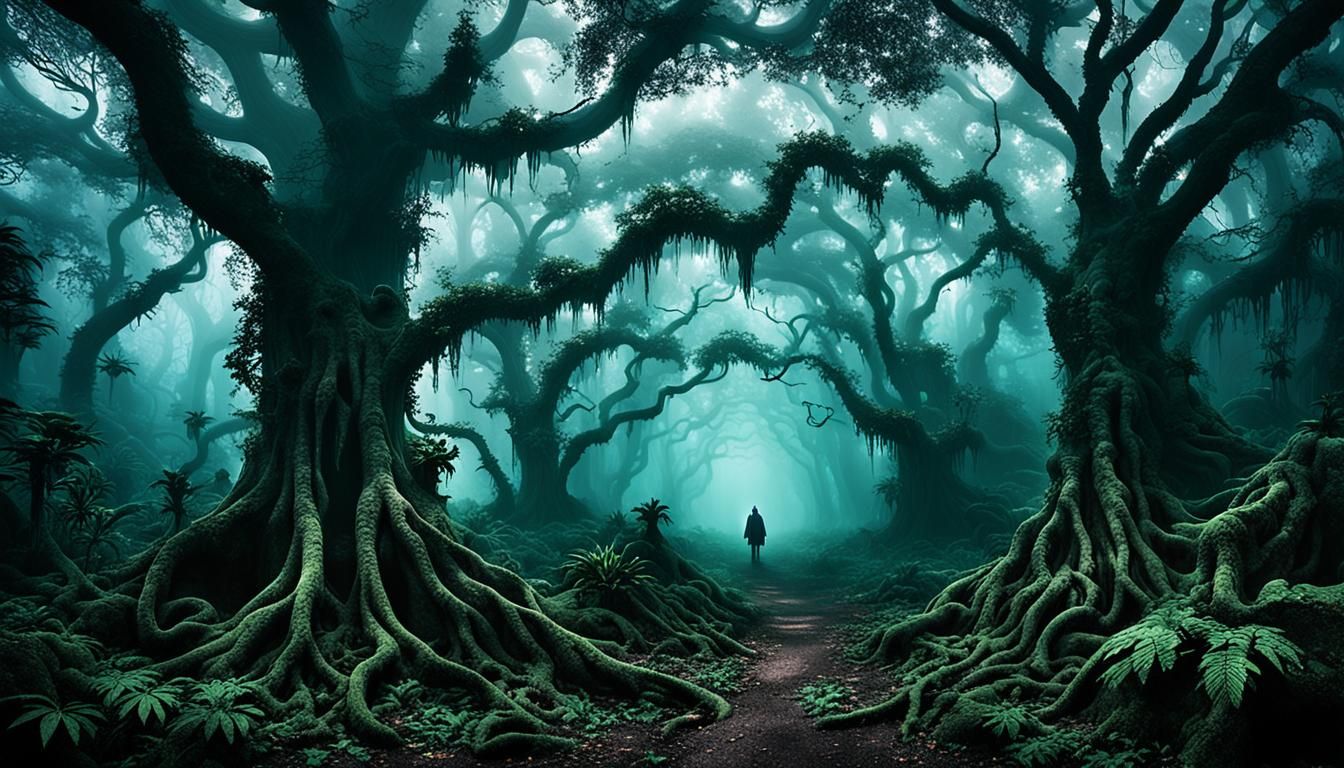 Ethereal Whispers: Fog-Drenched Jungle of Ancient Spirits