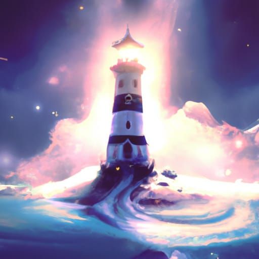Cosmic Lighthouse Shines in Digital Art