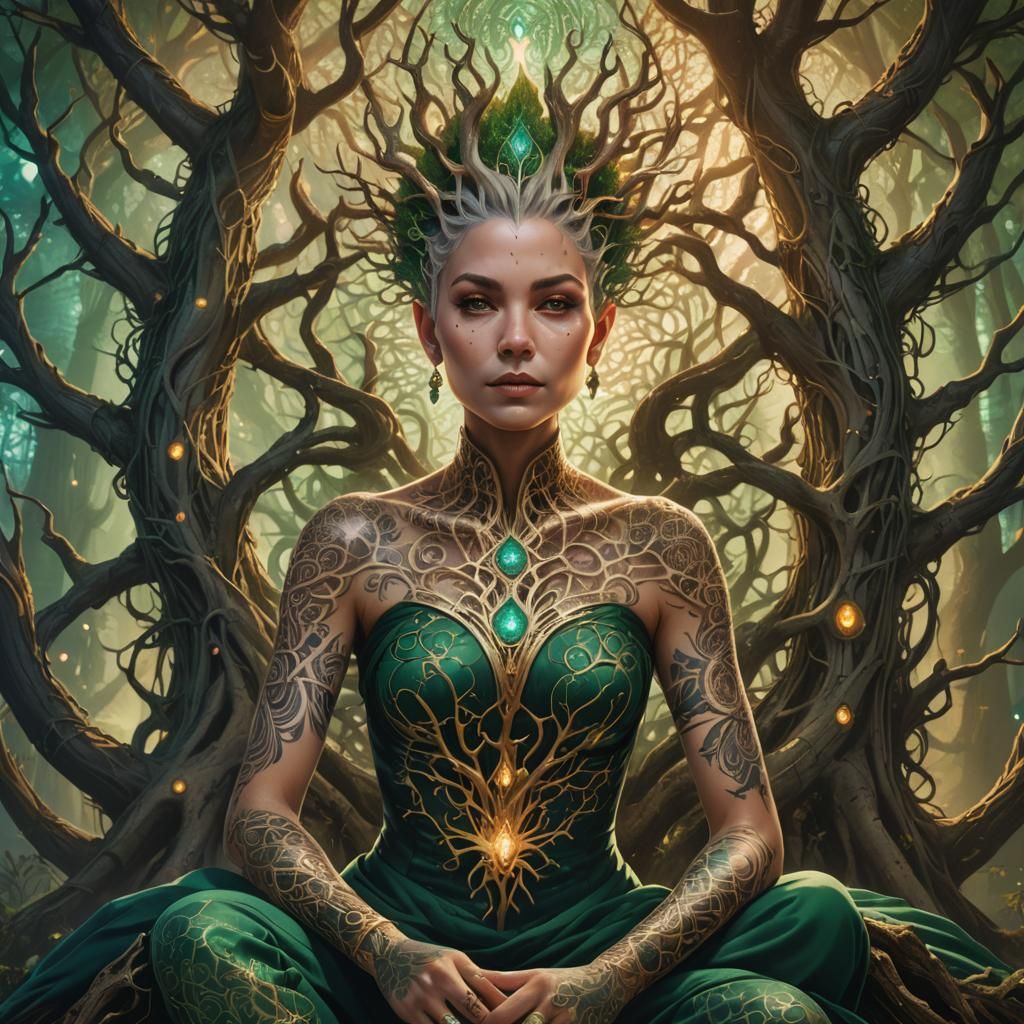 Queen of Neurodivergents with Glowing Tattoos