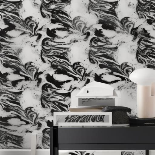 Elegant Black and White Marbled Wallpaper Design