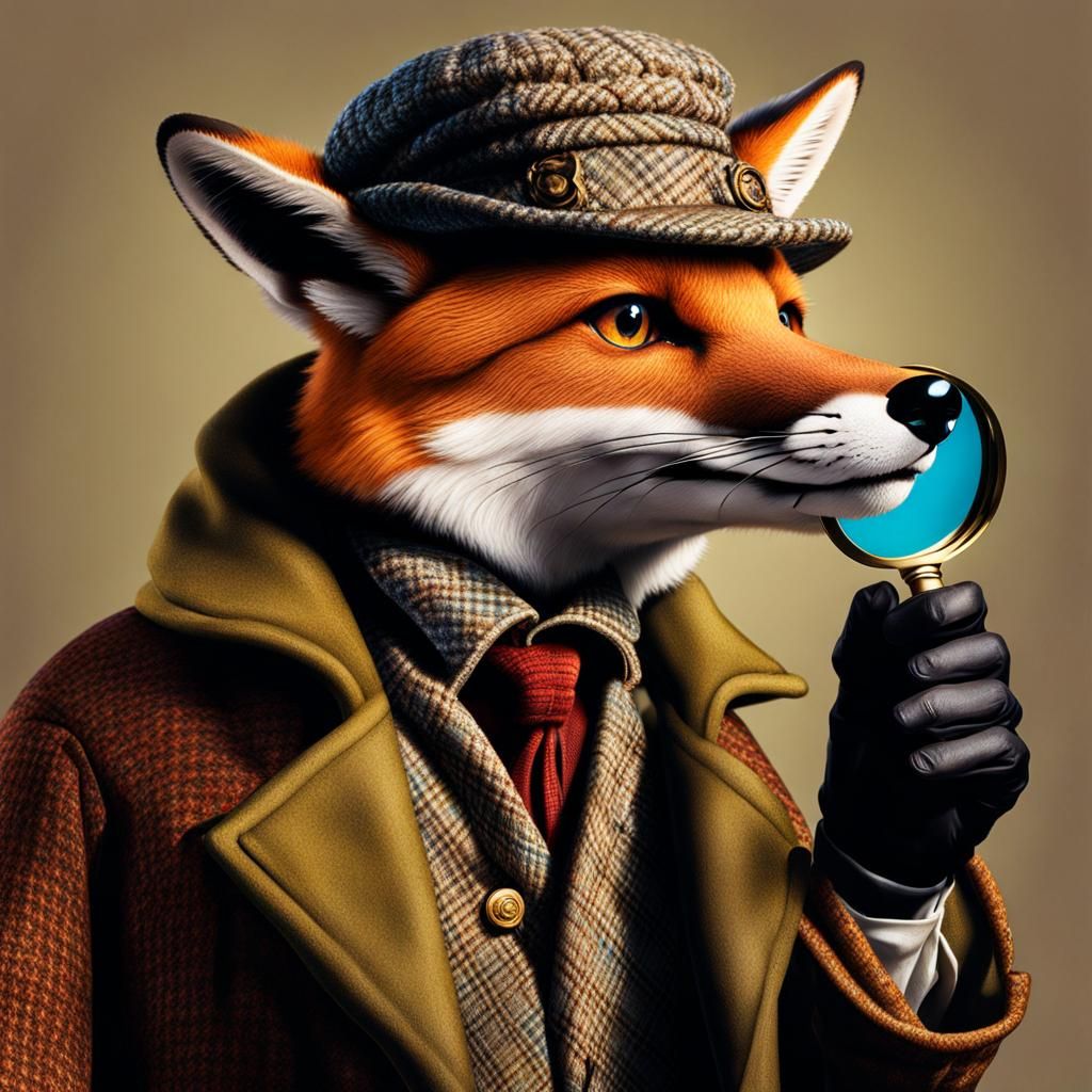Sherlock Fox in Hyperrealistic Style