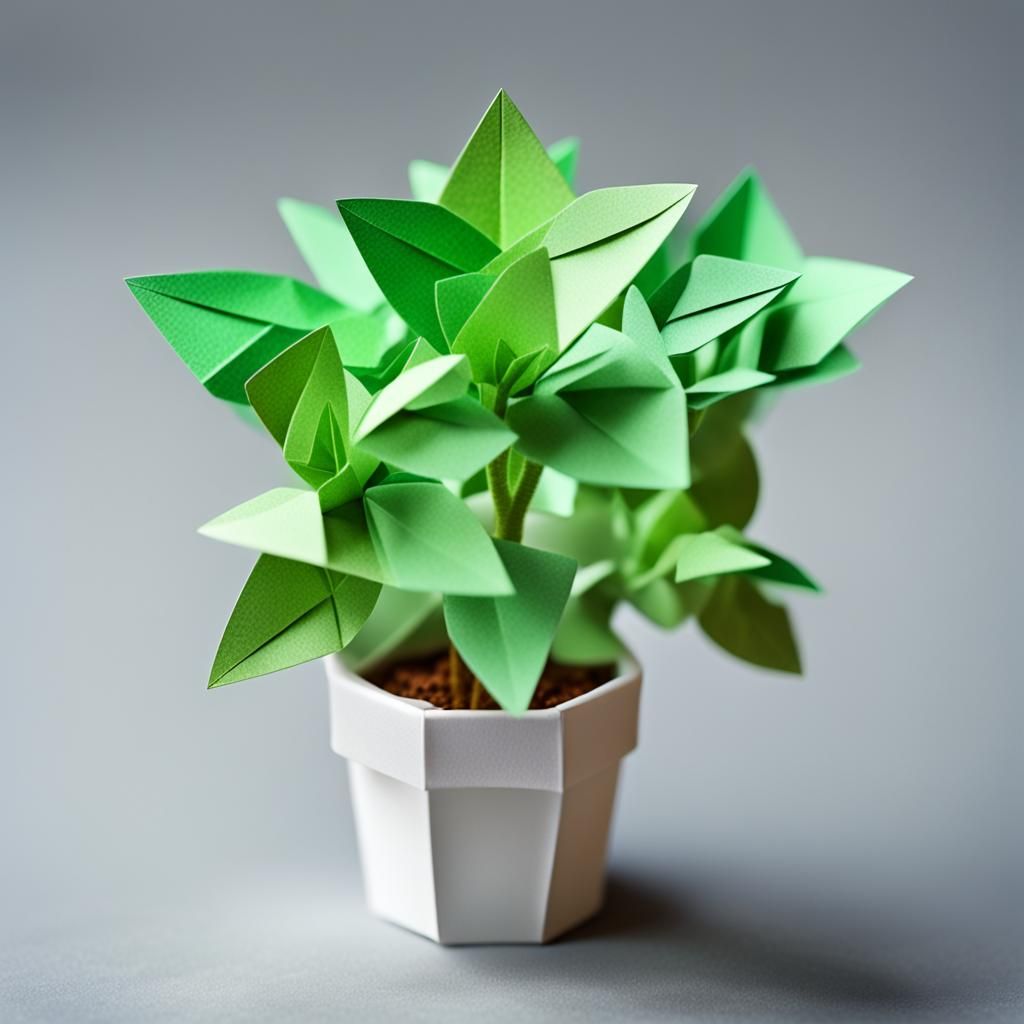 Origami Oregano Plant Papercraft in 8K