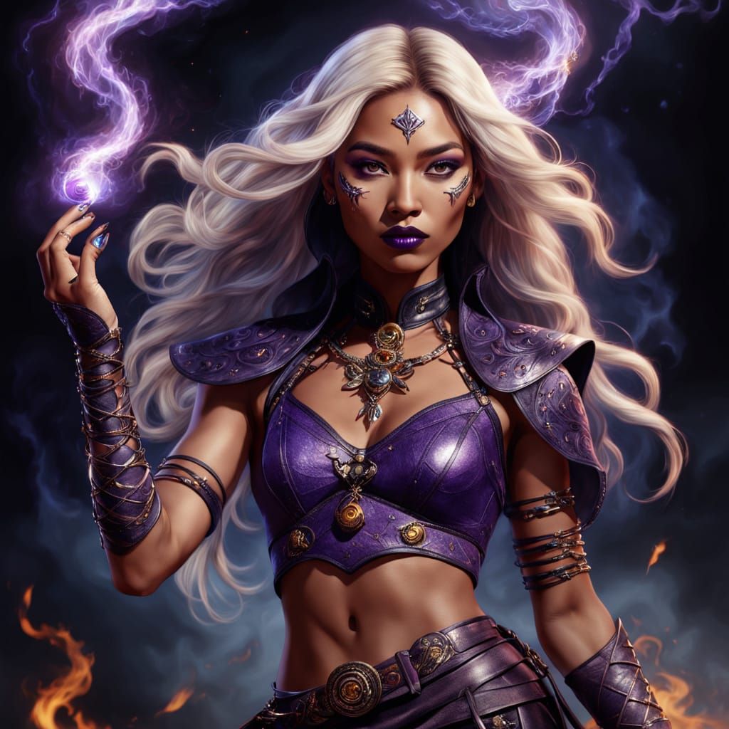 Cyberpunk-Inspired Sorceress with Ethereal Glow