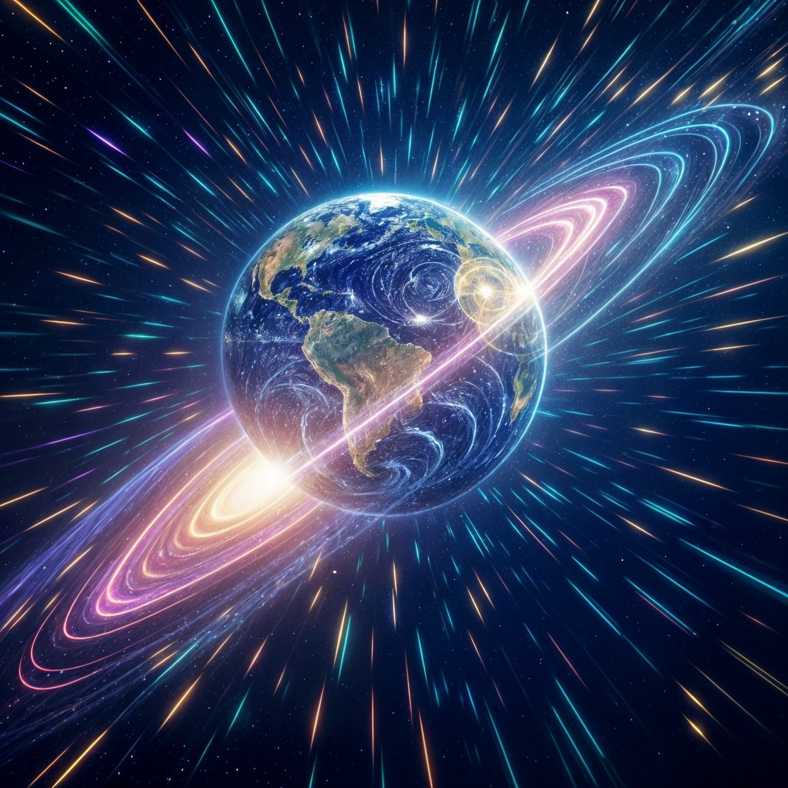 Psychedelic Earth Creation Artwork in Deep Space