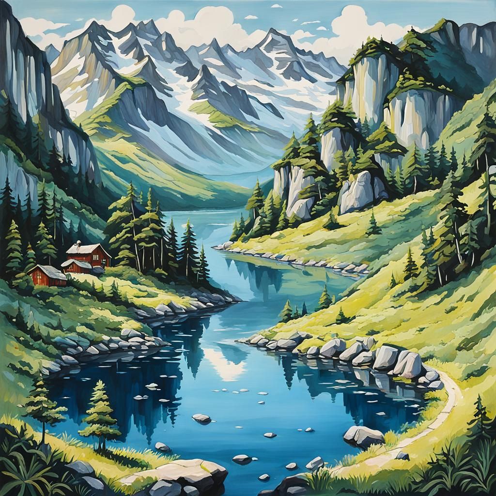 Gouache Painting: Melancholy Poem of Longing