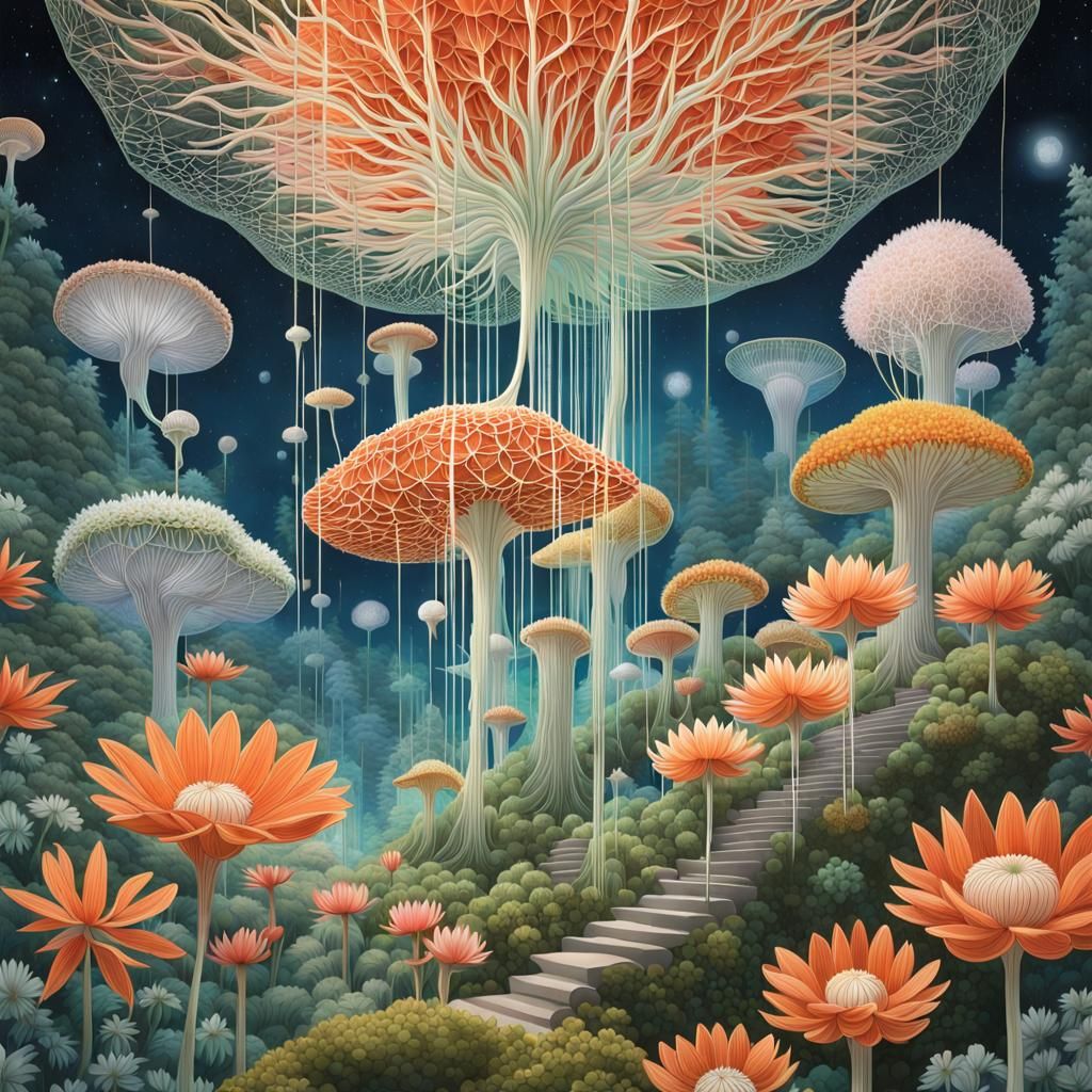 Stargazing Platform Trapped in Mycelium Network