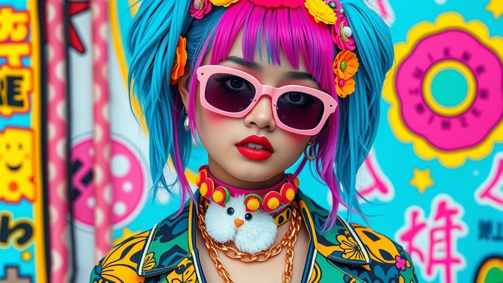 Punk Gyaru Girl in Harajuku Style