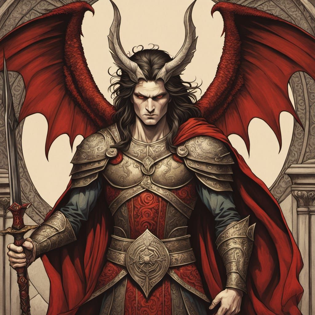 Gothic Warrior in Crimson Armor