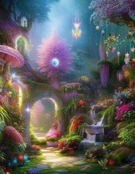 Princess in Fairy Garden with Pixies