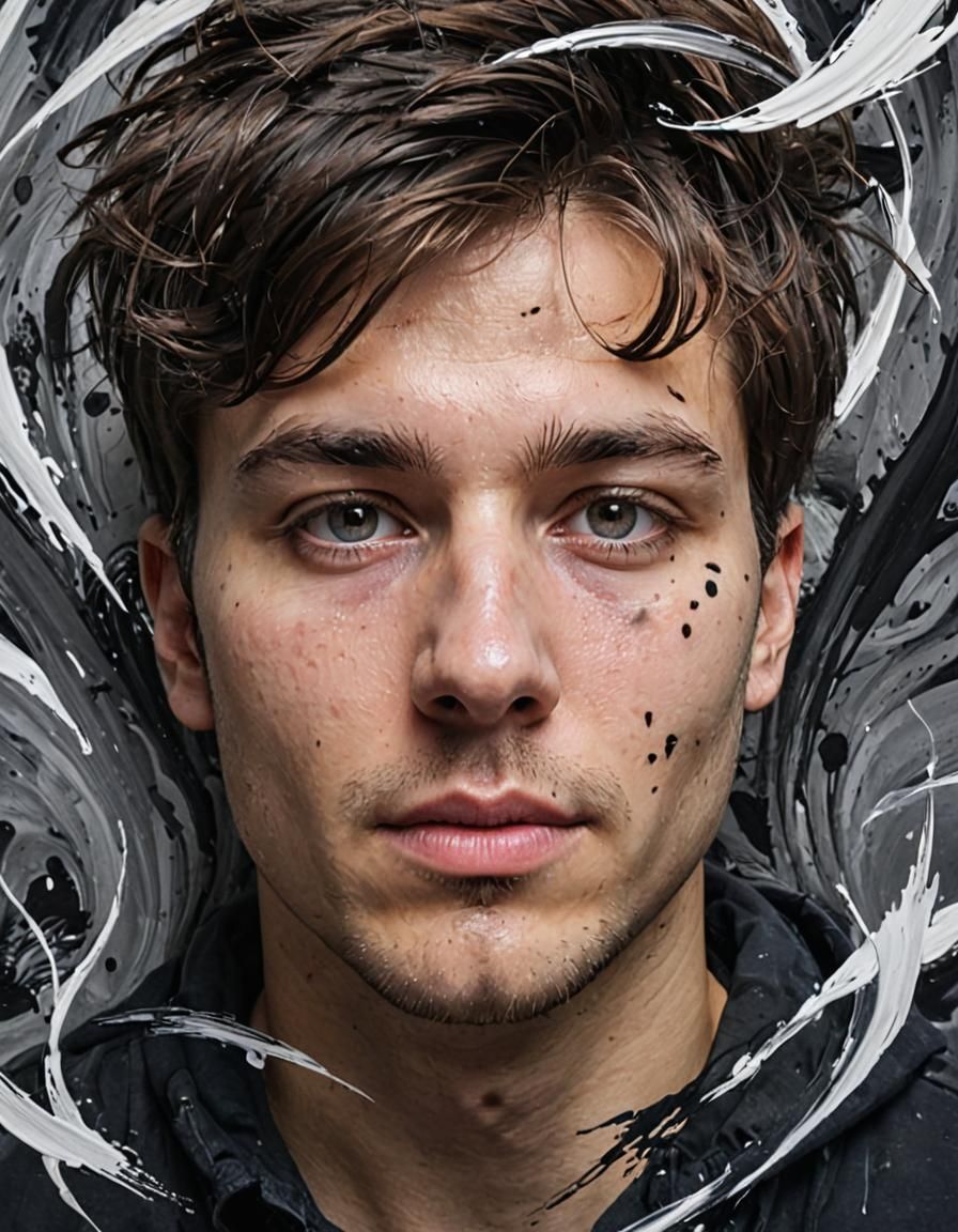 rough Abstract Portraits Dramatic Black And White Sketch Of ...