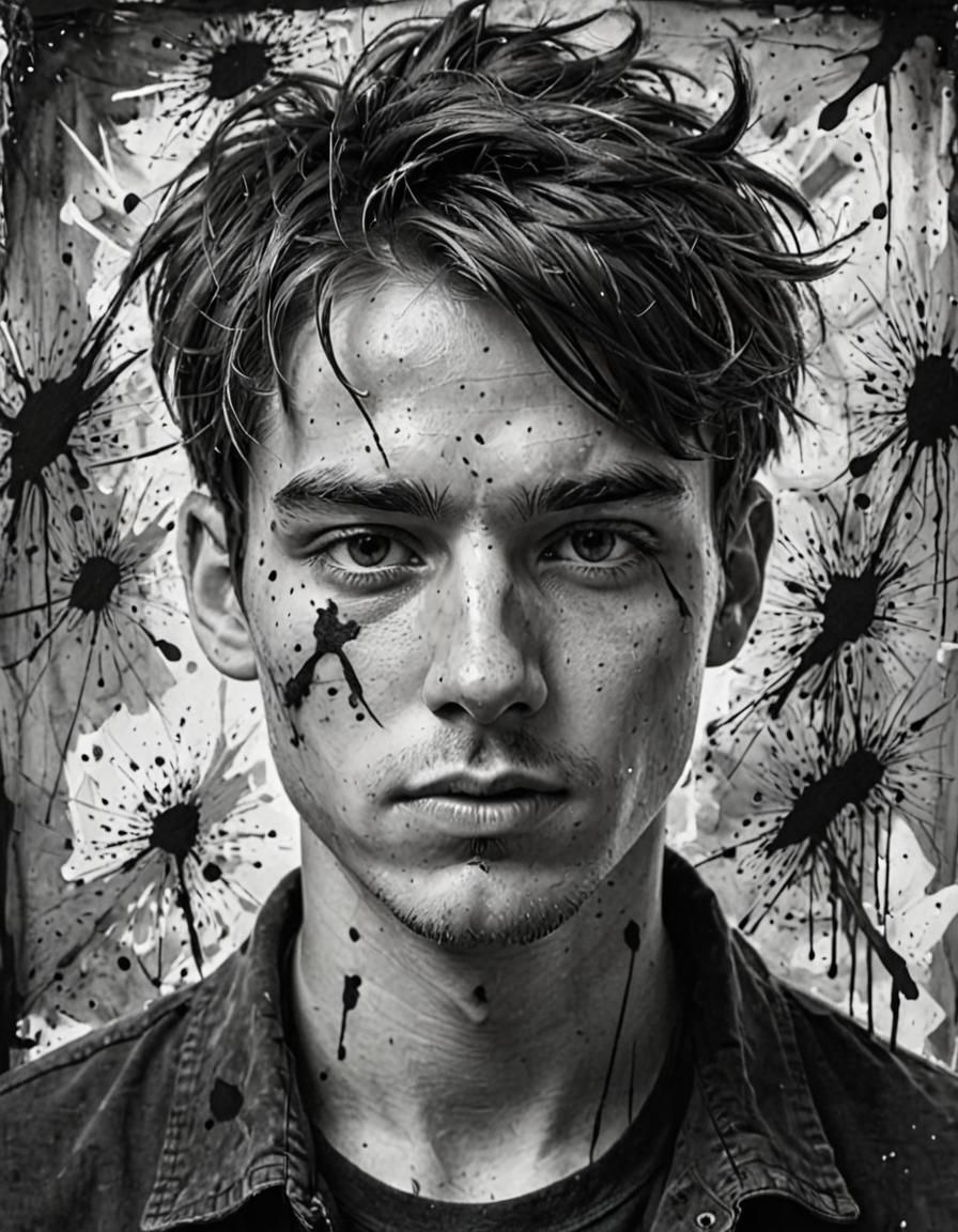rough Abstract Portraits Dramatic Black And White Sketch Of ...
