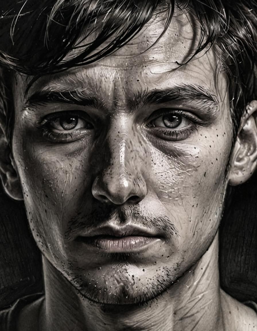 rough Abstract Portraits Dramatic Black And White Sketch Of ...
