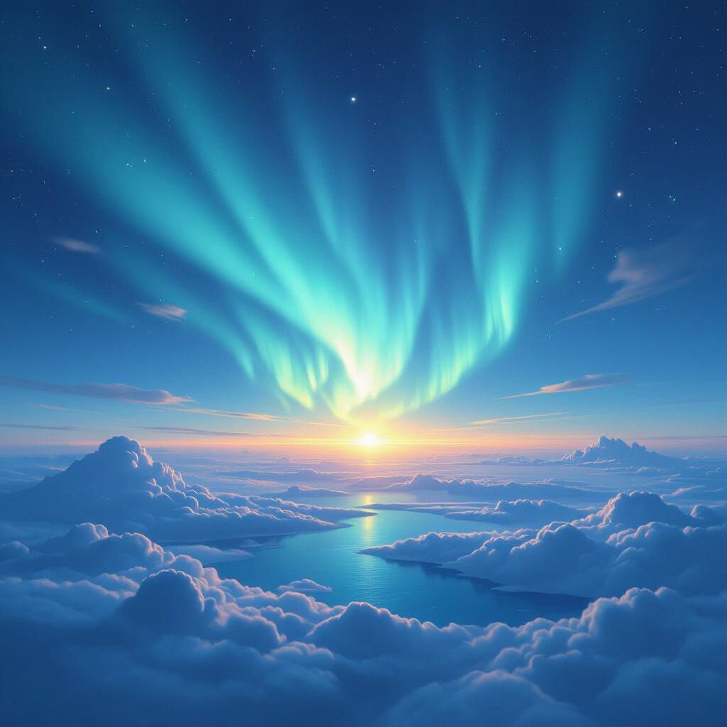 Serene Earth from Space with Radiant Auroras