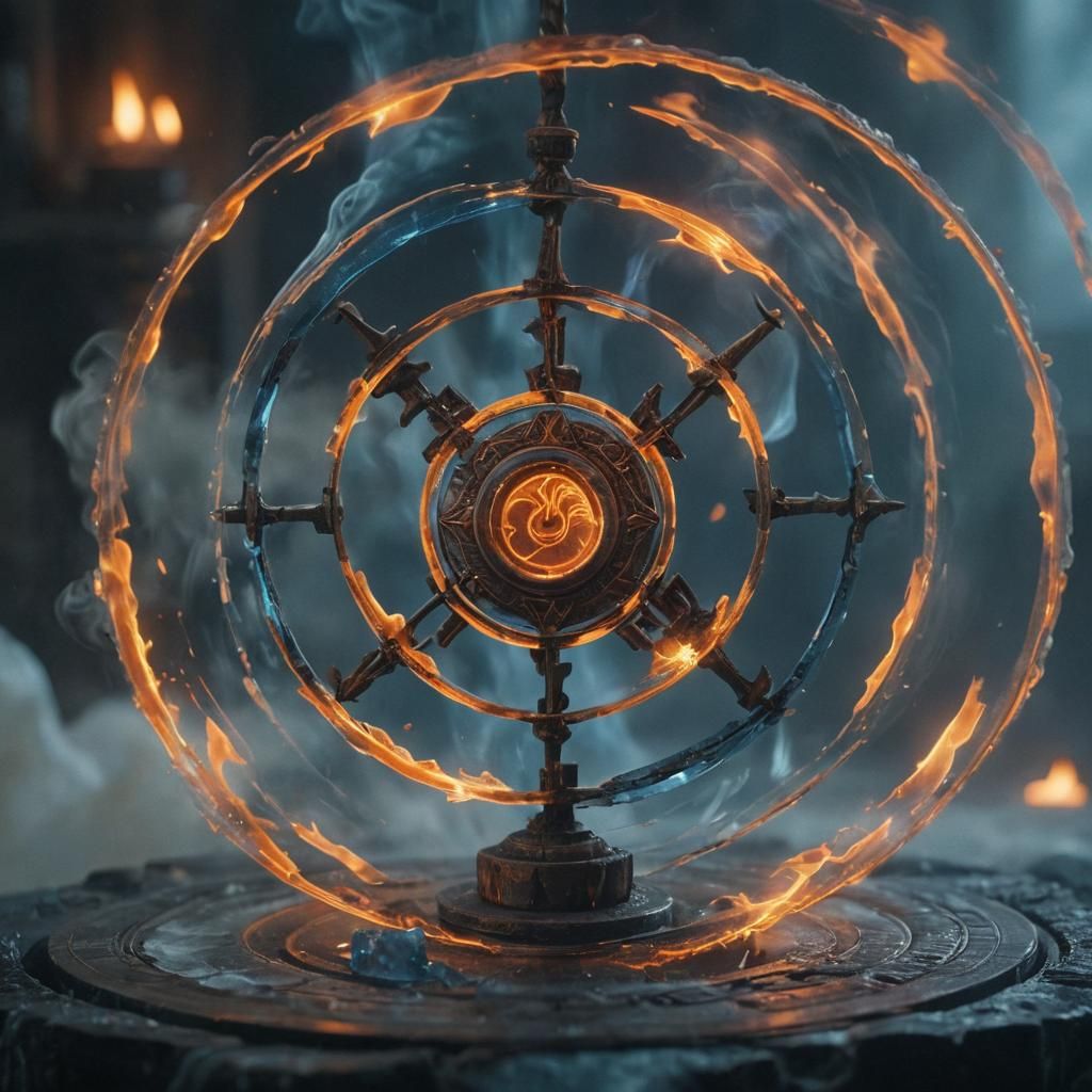 Flame and Ice Gyroscope in Mystical Laboratory