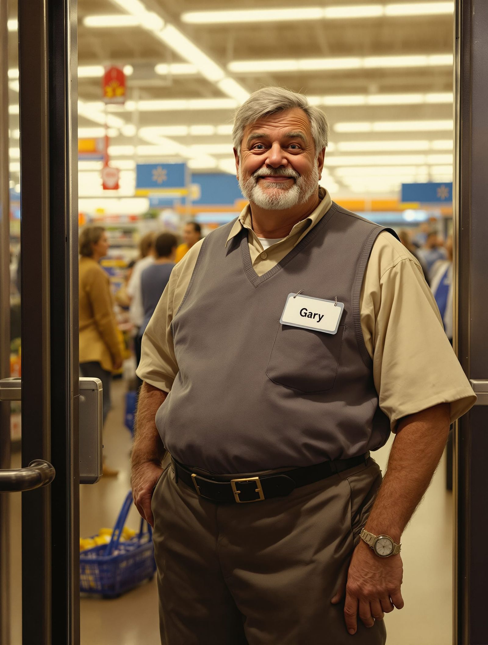 Norman Rockwell Style Walmart Greeter Portrait