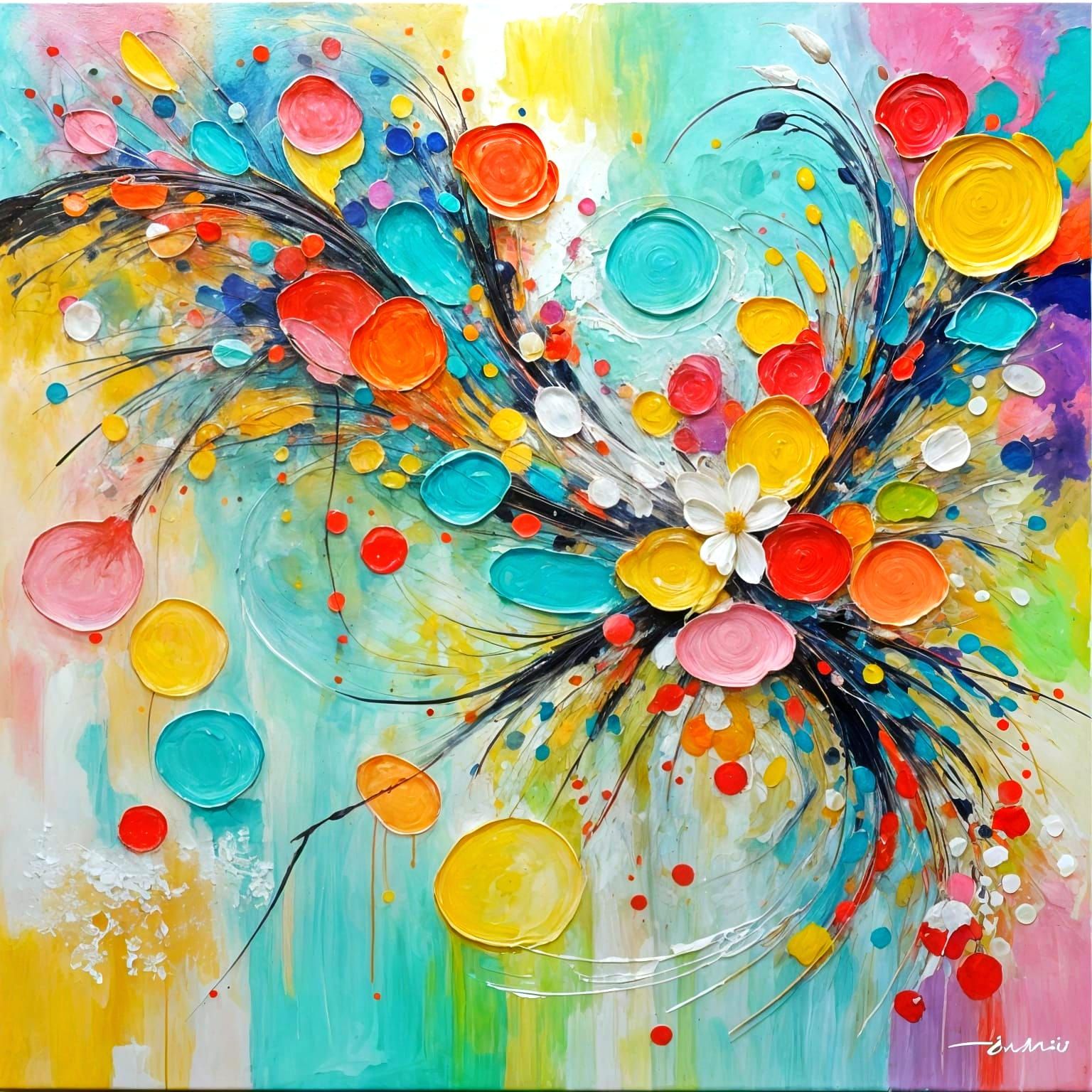 Children Sharing Ice Cream in Abstract Art Style