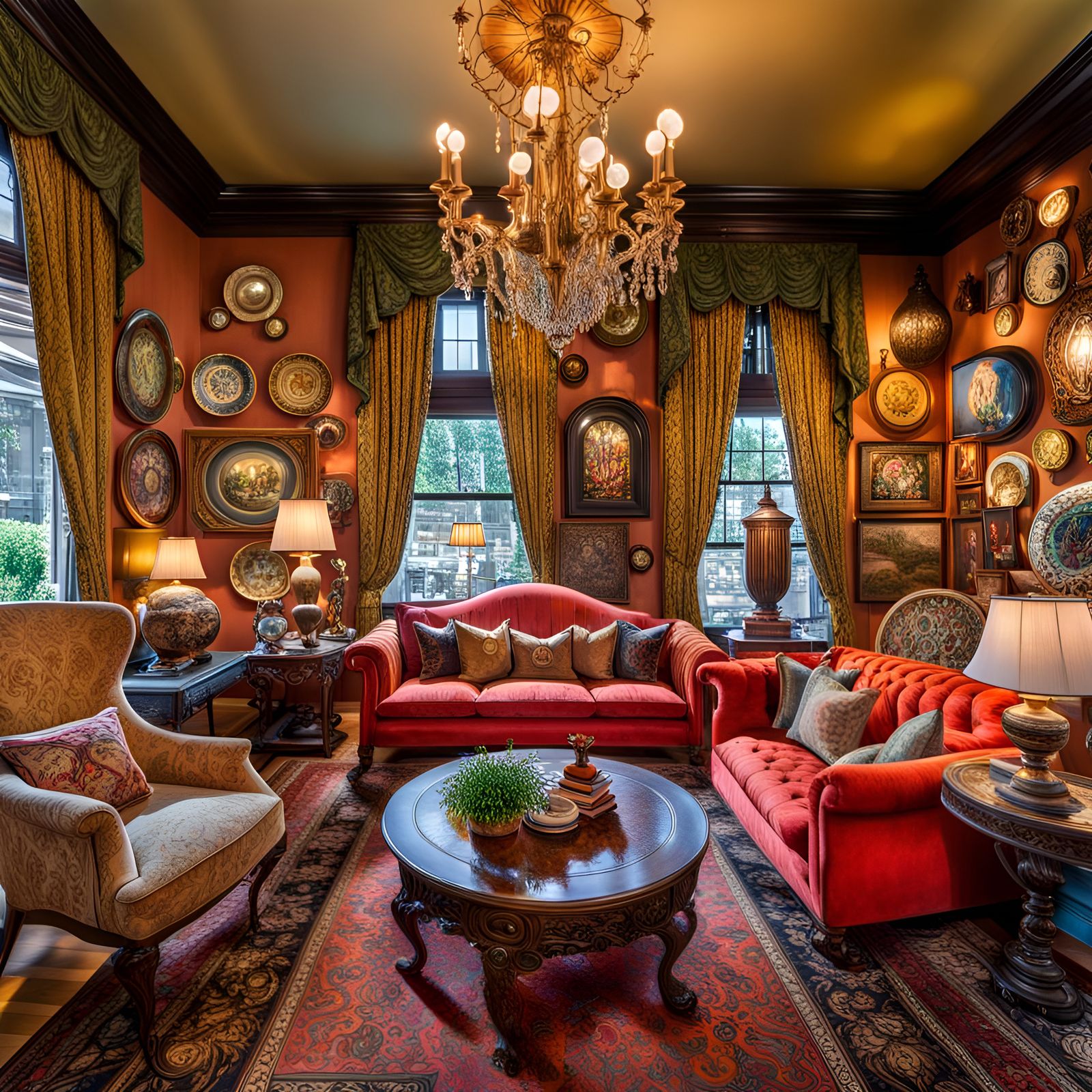 Maximalist Room Interior with Ornate Details