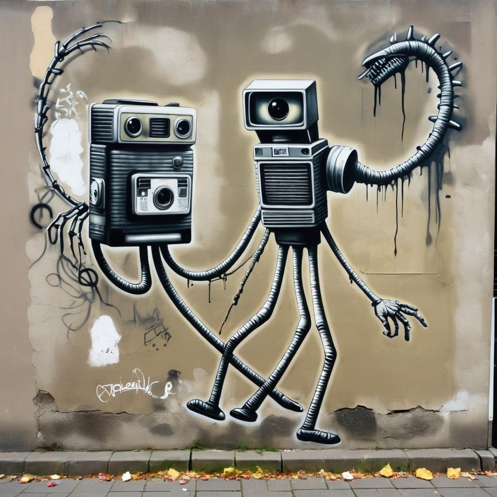 Phlegm Style Street Art Polaroid